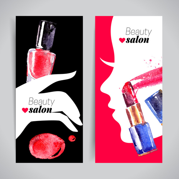 Watercolor cosmetics set.  - Vector, Image