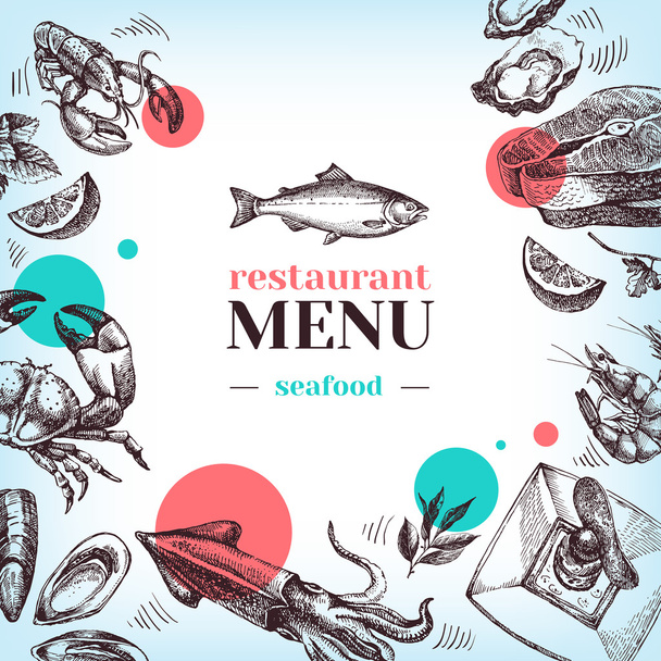 Restaurante menu de comida do mar
. - Vetor, Imagem