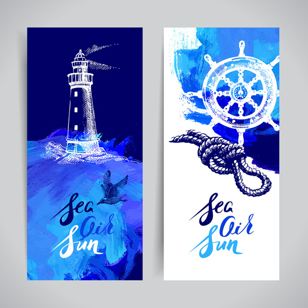 Set of travel marine banners. - Vector, Image
