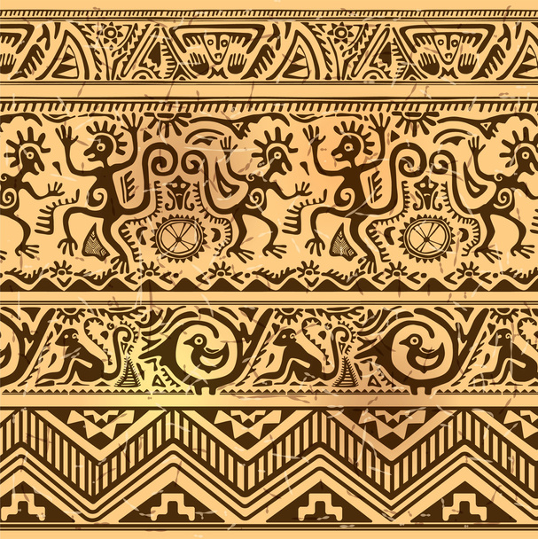 Seamless pattern of African primitive art old - Vetor, Imagem