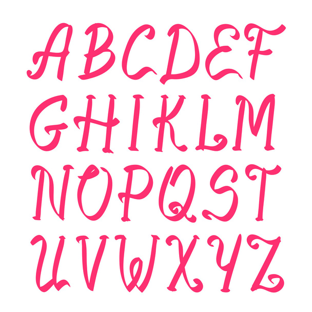 pink capital alphabet letters made with marker. vector illustrat - Vector, Image