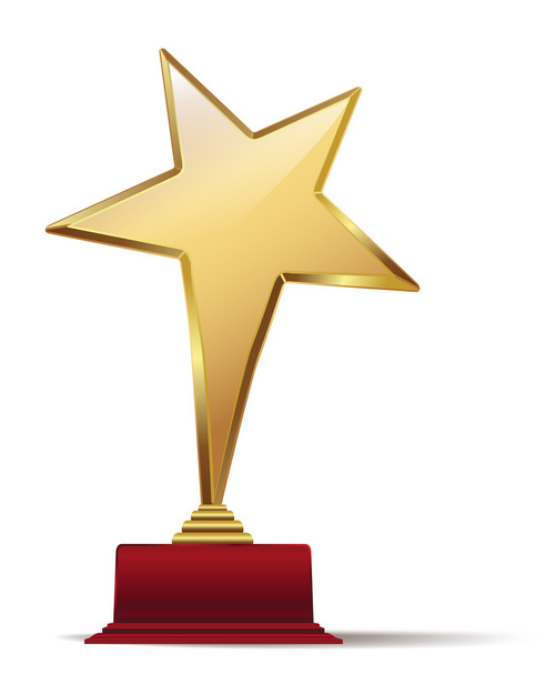 golden star award on red base. vector illustration - Vector, Image