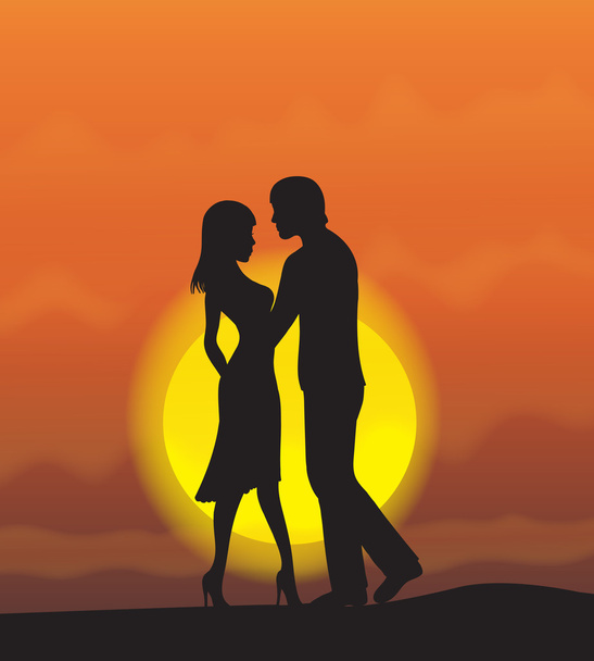 Couple of lovers silhouette, Happy Valentine's Day Vector - Vector, Image