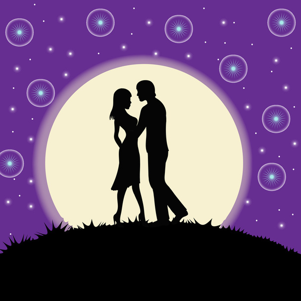 Couple of lovers silhouette, Happy Valentine's Day Vector - Vector, Image