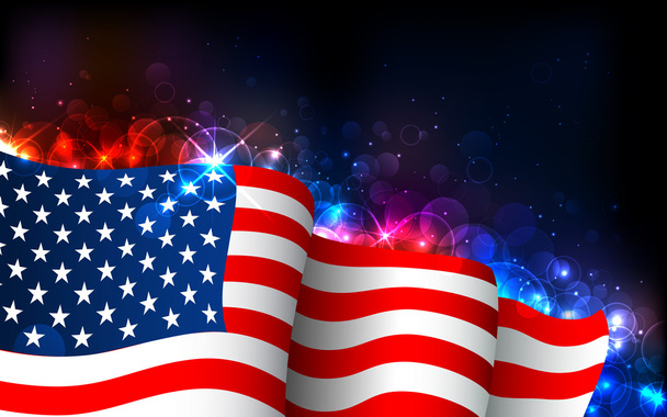 Светящийся американский флаг
 - Вектор,изображение