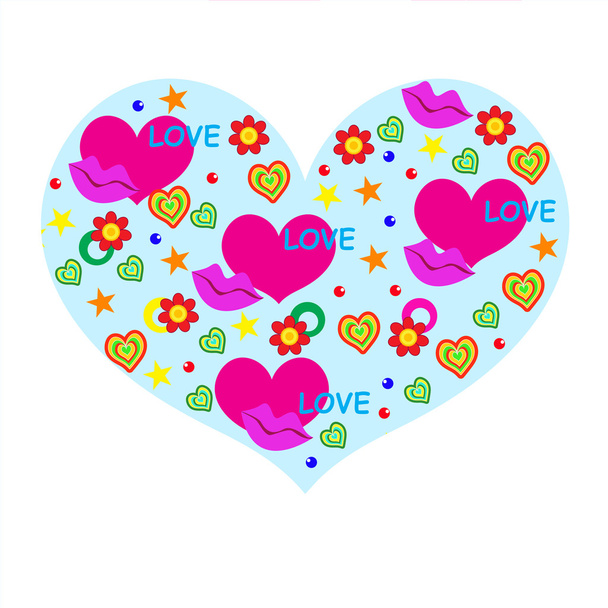 Милый фон С днем Святого Валентина, сердца, цветы вектор
 - Вектор,изображение