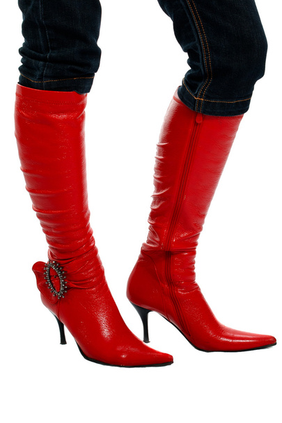 Jambes de femme en bottes rouges
 - Photo, image
