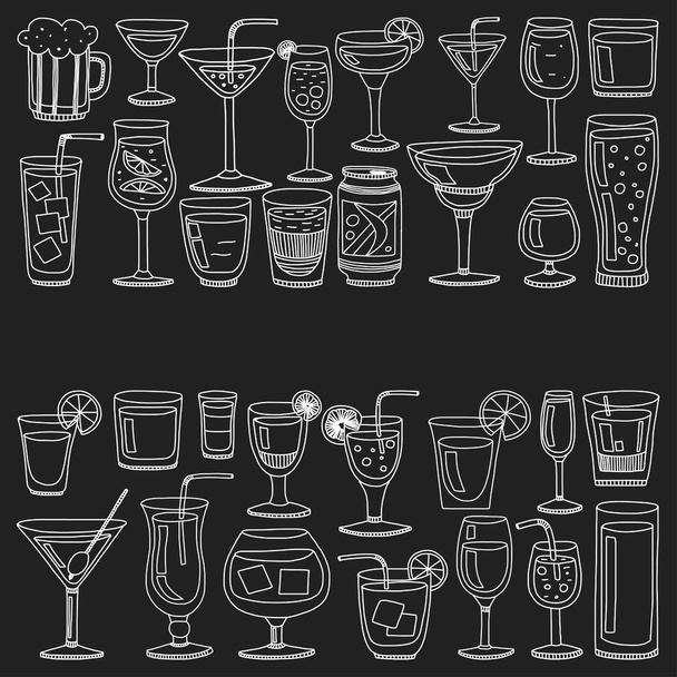 Alcohol drinks and cocktails icon set - Vektor, Bild