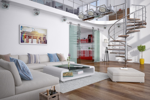 3d - loft moderno con galería
 - Foto, imagen