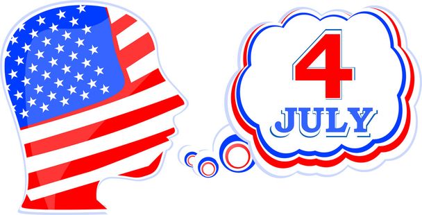 USA flag man with speech bubbles - independence day - ベクター画像