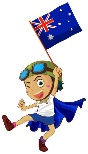 オーストラリアの国旗を保持している少年 - ベクター画像