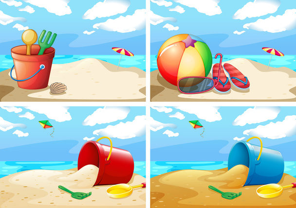 Scenes with beach and toys - Vector, Image