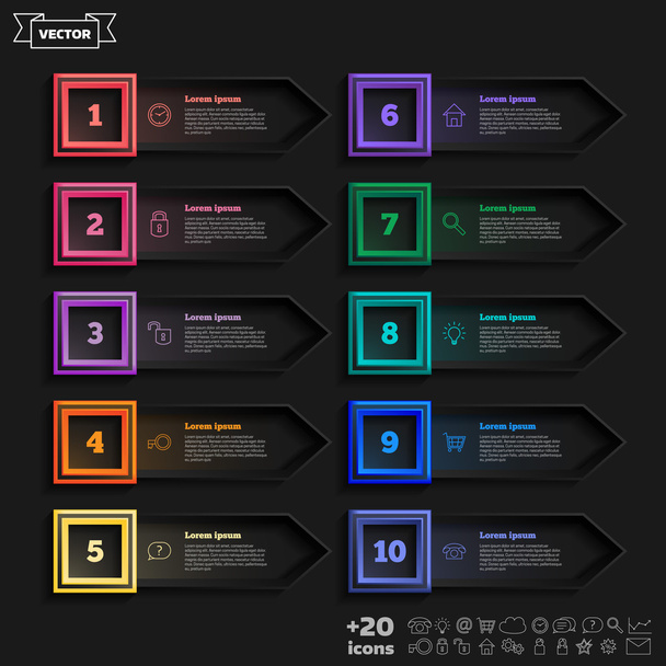 Vector infographic design list with colorful square. - Vektor, kép