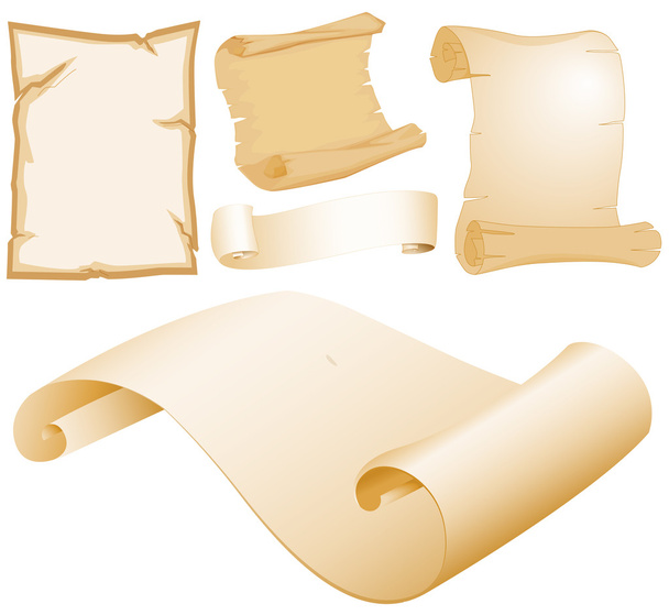 Perkament papier in verschillende designs - Vector, afbeelding