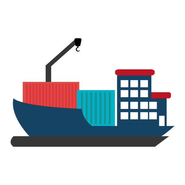 Frachtschiff mit Containern, Vektorgrafik - Vektor, Bild
