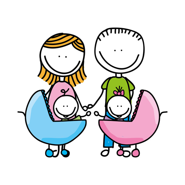 mutlu aile çizim izole simgesi tasarım - Vektör, Görsel