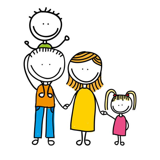 onnellinen perhe piirustus eristetty kuvake suunnittelu
 - Vektori, kuva
