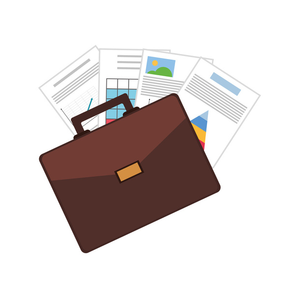 briefcase and papers , Vector illustration - ベクター画像
