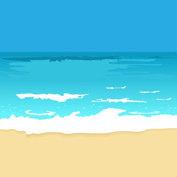 Иллюстрационный фон с океаном и пляжем
 - Вектор,изображение