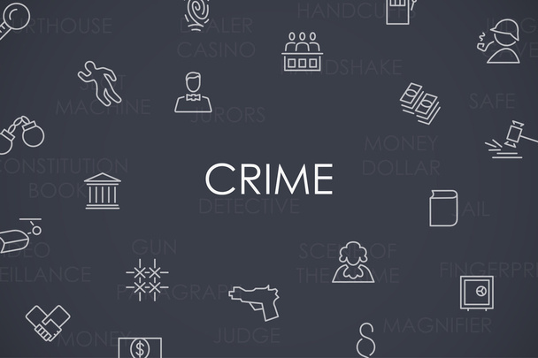 Crime Thin Line Icons - Vector, Image
