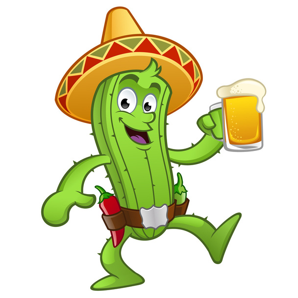Cactus with a pitcher of beer - Vetor, Imagem