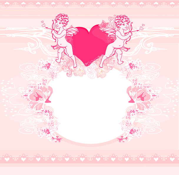 Happy valentines day card with cupid - Vector, Imagen