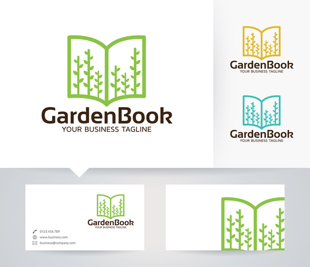 Garden Book logotipo do vetor com modelo de cartão de visita
 - Vetor, Imagem