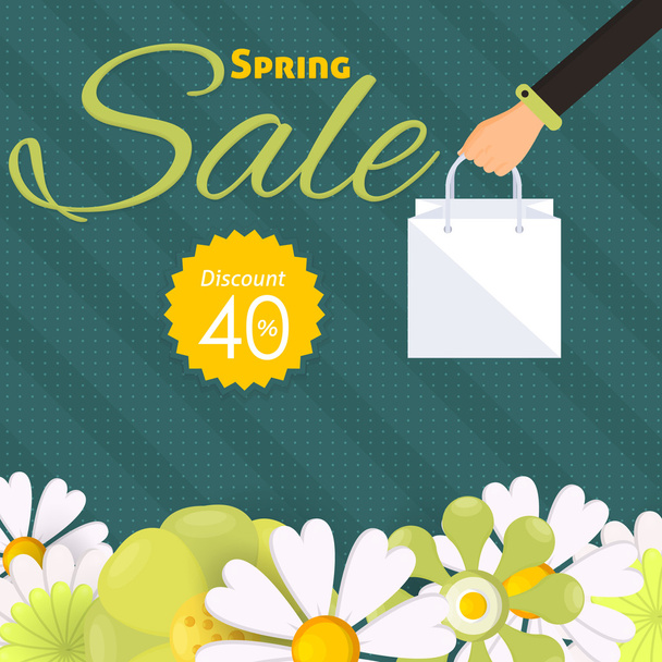 Flat Spring Sale Web Banner Design - Vector, afbeelding