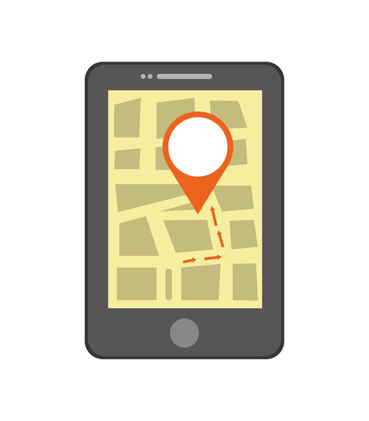 GPS концепция. Иконка смартфона и метки. Векторная графика
 - Вектор,изображение