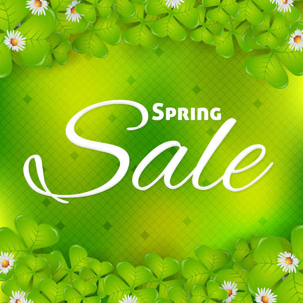 Green Colors Low Poly Background and Web Banner of Spring Season Sale - Vecteur, image