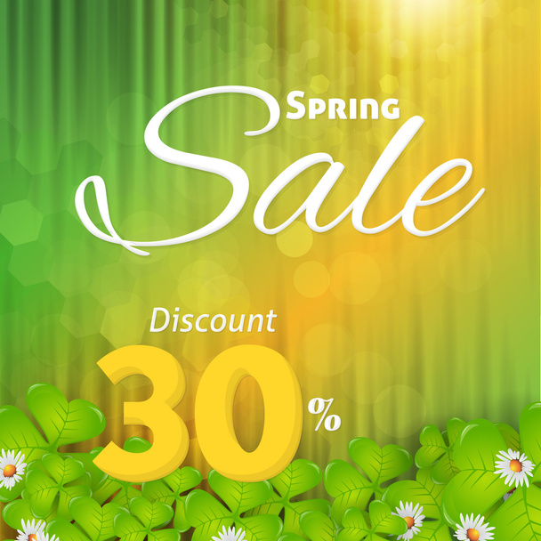 Green Colors Background and Web Banner of Spring Season Sale - Vector, Image