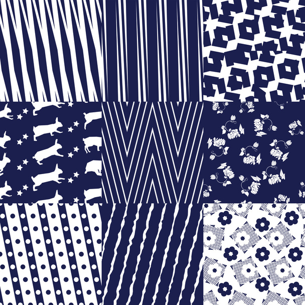 Blue Seamless Patterns - Vector, Image