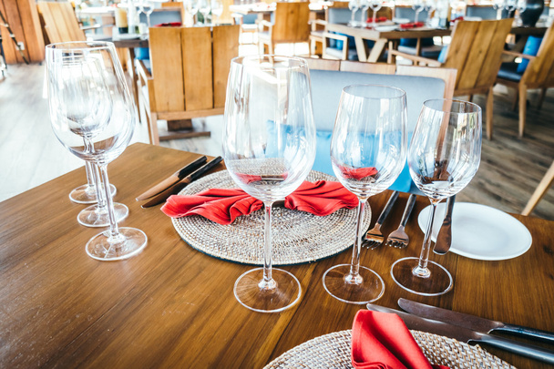 Wine glass and table setting - Photo, Image