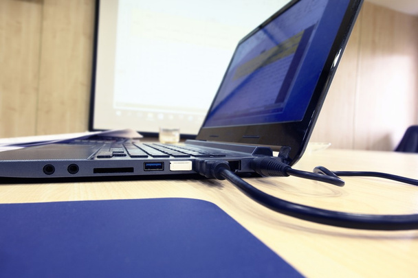 Laptop in meeting room - Photo, Image