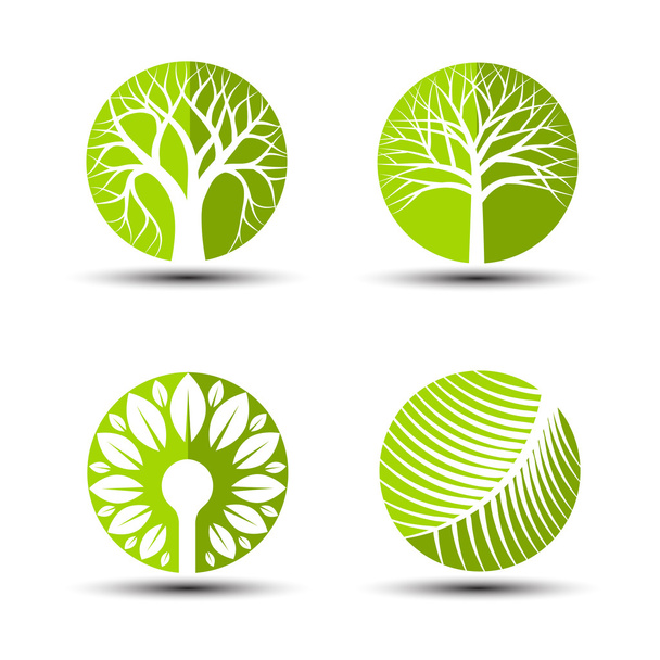 Tree icons set - Vector, Image