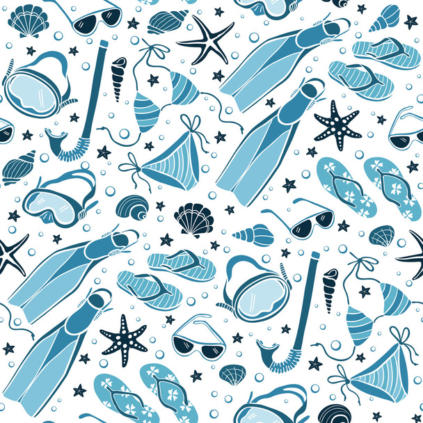 beach accessories  pattern - Vector, Image