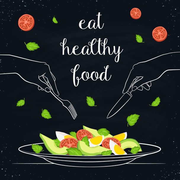 healthy food concept - Vektori, kuva