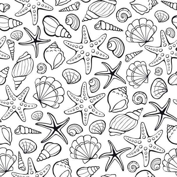 Seashells seamless background - Вектор, зображення