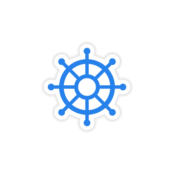 pictogram sticker realistische ontwerp op papier schip wiel - Vector, afbeelding