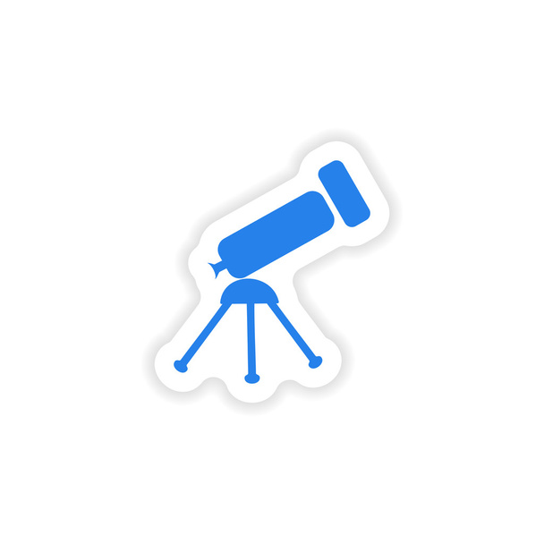 icono pegatina diseño realista en el telescopio de papel
 - Vector, Imagen