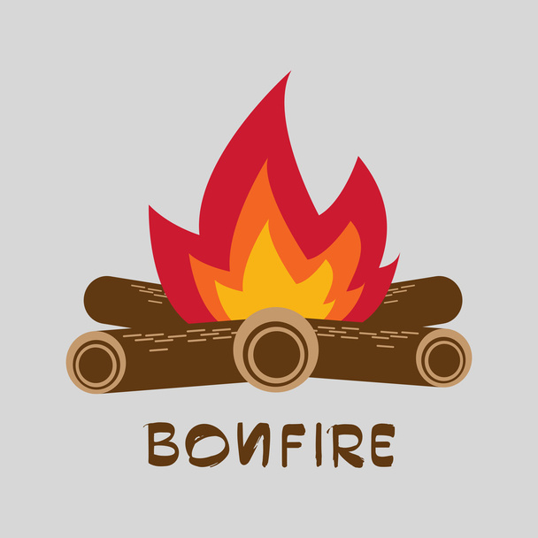 Bonfire kanssa polttopuut
 - Vektori, kuva