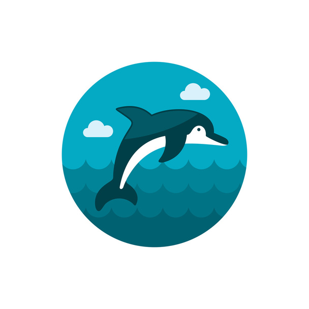 Icono del delfín. Verano. Vacaciones
 - Vector, imagen