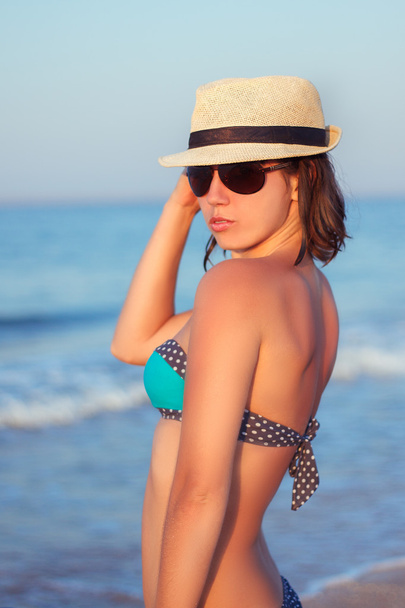 girl in a bathing suit and hat - Photo, Image