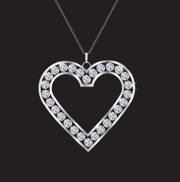 gyémánt szív nyaklánc - Vektor, kép