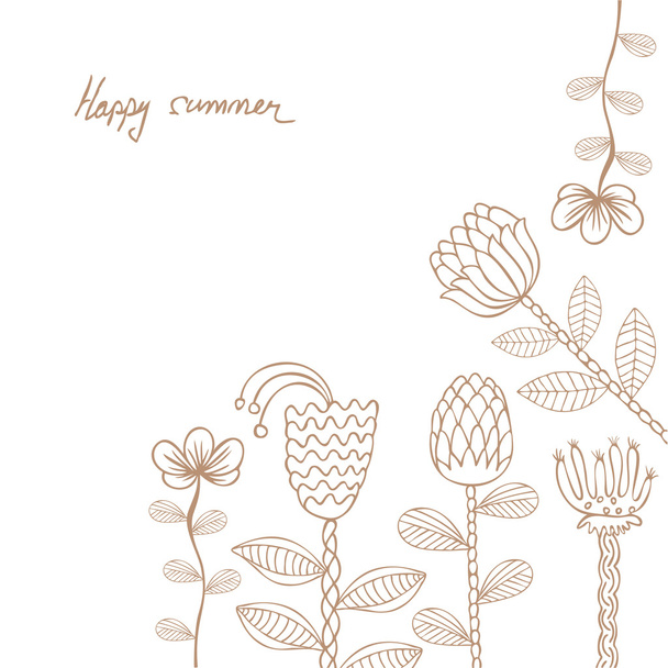 Tarjeta de plantilla floral dibujada a mano vectorial
 - Vector, Imagen