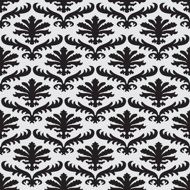 Τύλιγμα floral φύλλωμα δαμασκηνά άνευ ραφής ταπετσαρία για την ιστοσελίδα, φύλλα επαναλαμβάνοντας φύλλωμα Δυτική υφασματεμποριών λουλούδι μαύρο βιολογικά διανύσματος πολυτελή λευκά πλακάκια παλιά αναβίωση ενετικό ύφασμα κομψό τάση της μόδας - Φωτογραφία, εικόνα