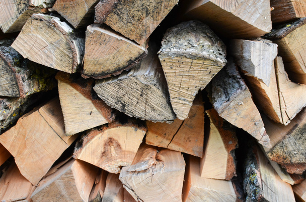 Natural wooden background - closeup of chopped firewood - Фото, зображення