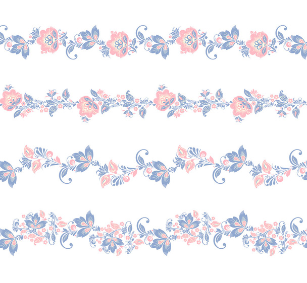 Seamless floral borders elements.. vector Flower set - Vettoriali, immagini