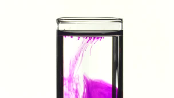 potassium permanganate fall in water of a test tube - Footage, Video