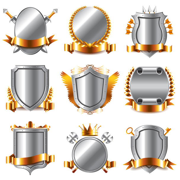 Crests and coat of arms icons vector set - Vektori, kuva
